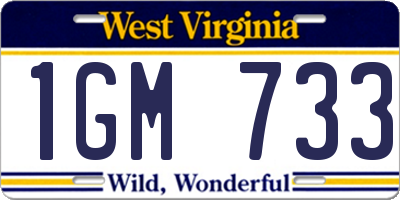 WV license plate 1GM733