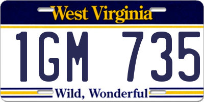 WV license plate 1GM735