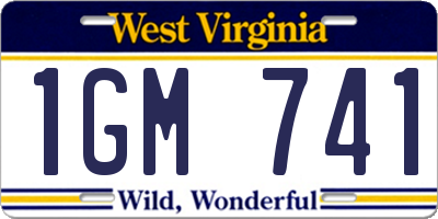 WV license plate 1GM741