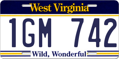 WV license plate 1GM742