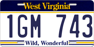 WV license plate 1GM743