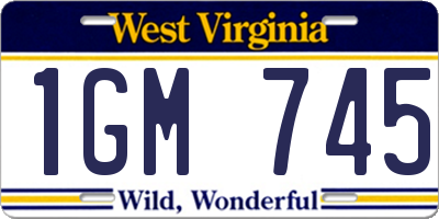 WV license plate 1GM745