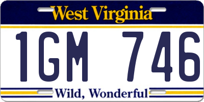 WV license plate 1GM746