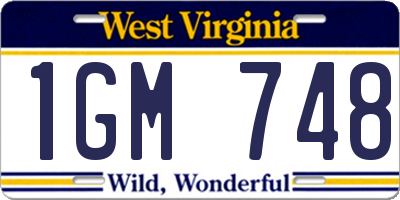 WV license plate 1GM748