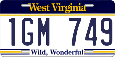 WV license plate 1GM749