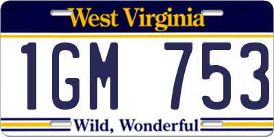 WV license plate 1GM753