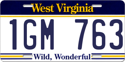WV license plate 1GM763