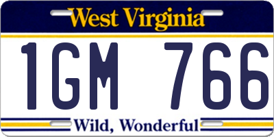 WV license plate 1GM766