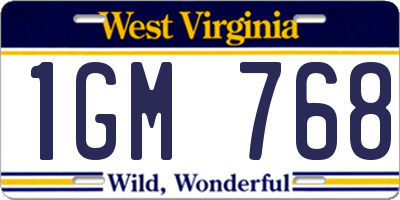 WV license plate 1GM768