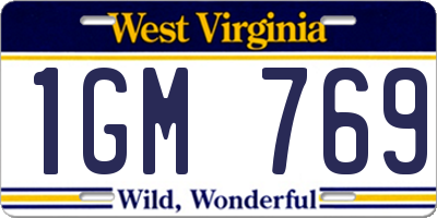 WV license plate 1GM769