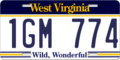 WV license plate 1GM774