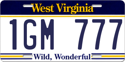 WV license plate 1GM777