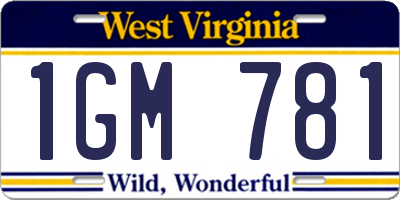 WV license plate 1GM781