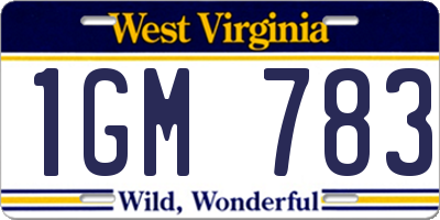 WV license plate 1GM783