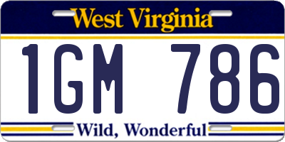WV license plate 1GM786