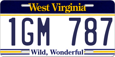 WV license plate 1GM787