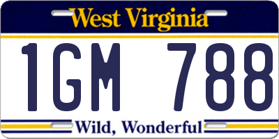 WV license plate 1GM788