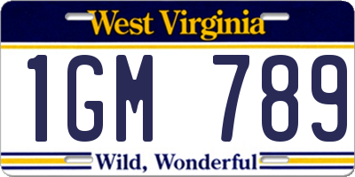 WV license plate 1GM789