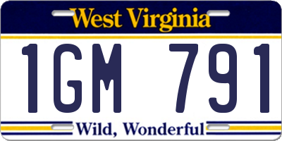 WV license plate 1GM791
