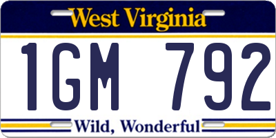 WV license plate 1GM792