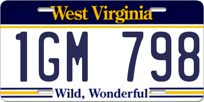 WV license plate 1GM798
