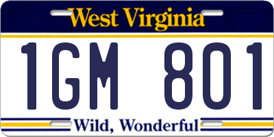 WV license plate 1GM801