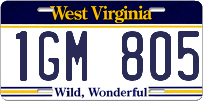WV license plate 1GM805