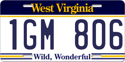 WV license plate 1GM806