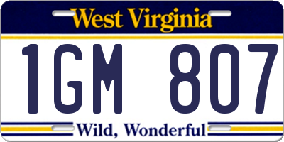 WV license plate 1GM807