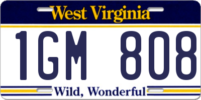 WV license plate 1GM808