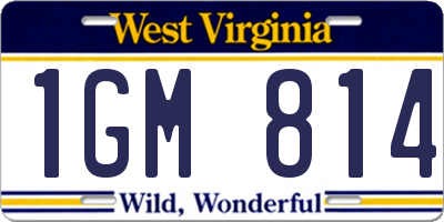 WV license plate 1GM814