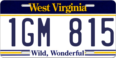 WV license plate 1GM815