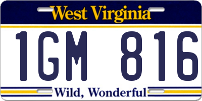 WV license plate 1GM816