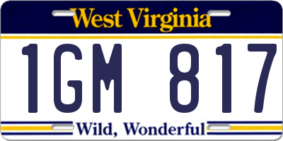 WV license plate 1GM817