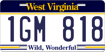 WV license plate 1GM818