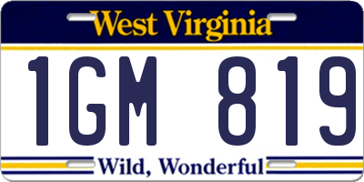 WV license plate 1GM819
