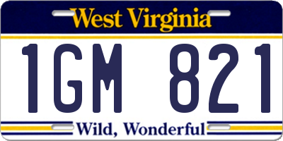 WV license plate 1GM821
