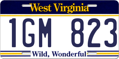 WV license plate 1GM823