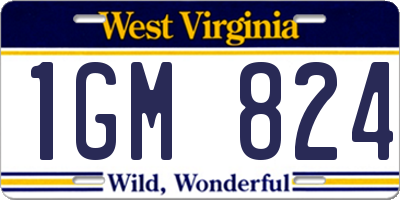 WV license plate 1GM824