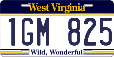 WV license plate 1GM825