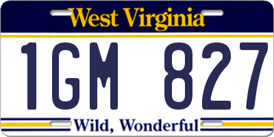 WV license plate 1GM827