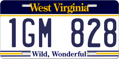 WV license plate 1GM828