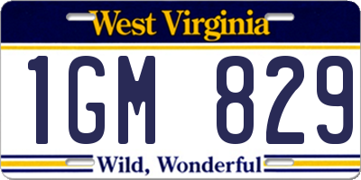 WV license plate 1GM829