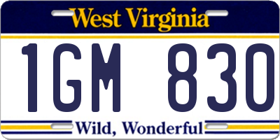 WV license plate 1GM830