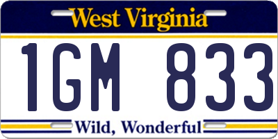 WV license plate 1GM833