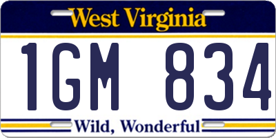 WV license plate 1GM834
