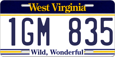 WV license plate 1GM835
