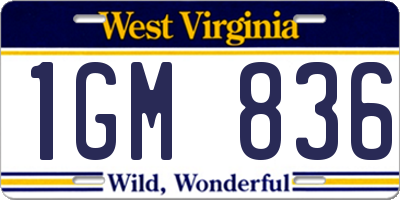 WV license plate 1GM836