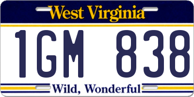 WV license plate 1GM838