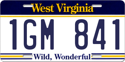 WV license plate 1GM841